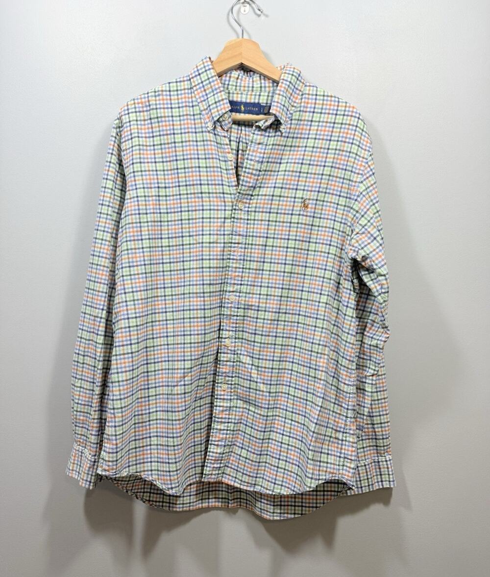 Ralph Lauren Regular Fit Multicolor Plaid Long Sleeve Button-Down Cotton L
